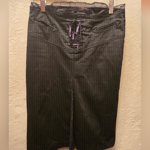 Buffalo David Bitton Dresses & Skirts - Buffalo David Bitton Black Pinstripe Pencil Skirt with Purple Lace-Up